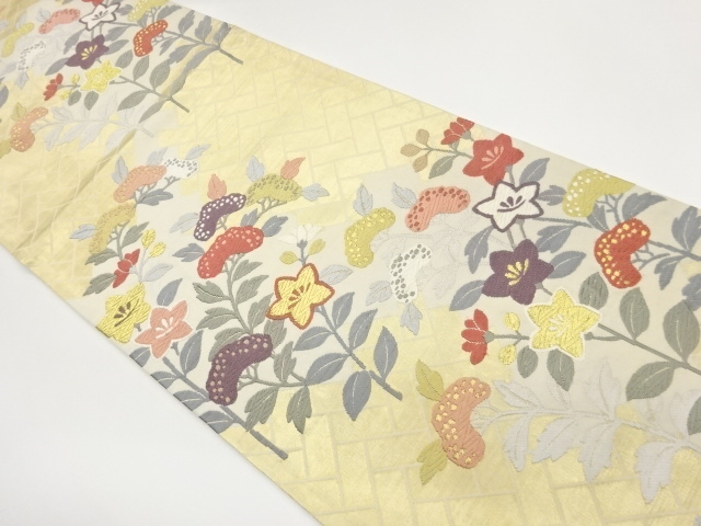 JAPANESE FUKURO OBI / WOVEN AUTUMN FLOWERS